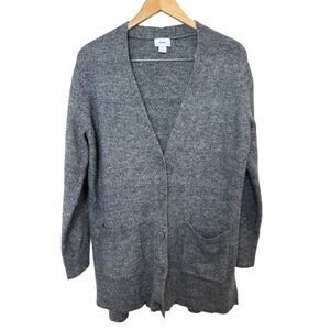Old Navy Gray Knit Oversized Long Cardigan Button Minimal Core Sweater-Large